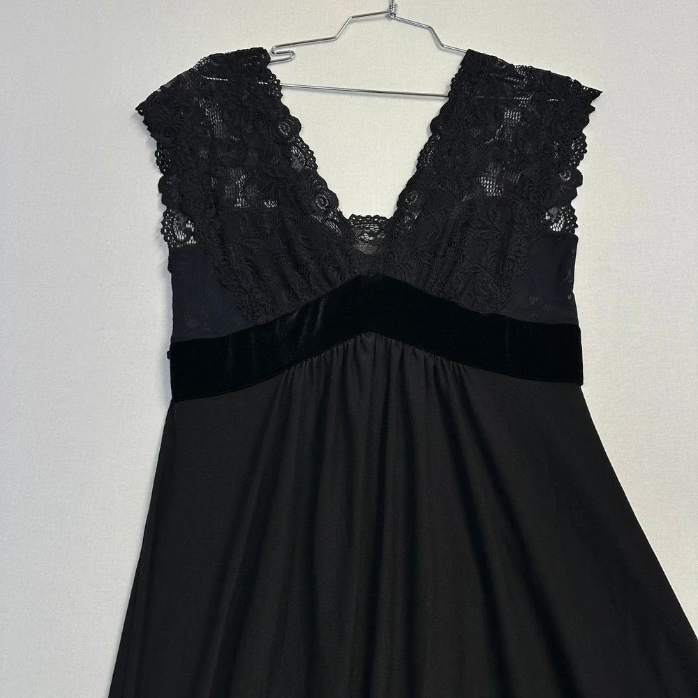 Jonquil‎ Diane Samandi LET020 Lace Maxi Nightgown Black Women's XS/S Petite